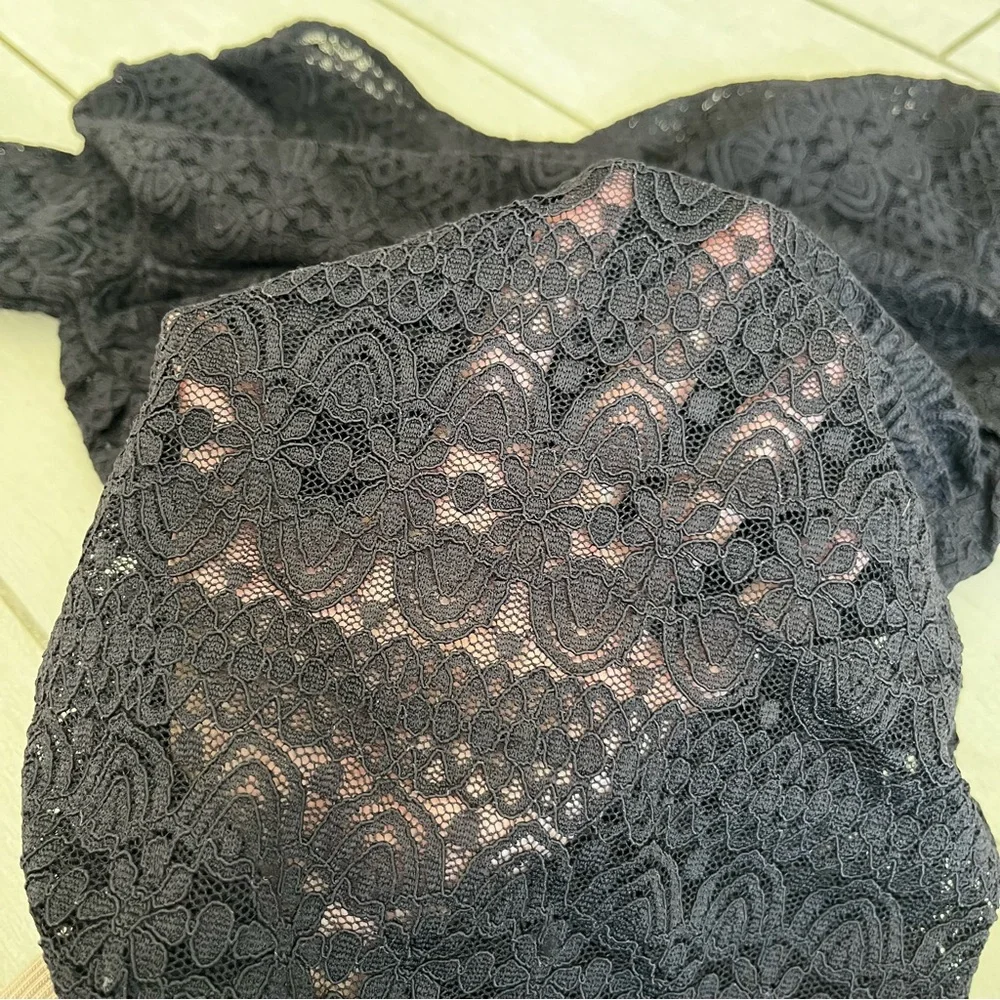 FREE PEOPLE Hold Me Closer Top XS Black Lace Cutout Knot Off The Shoulder Boho